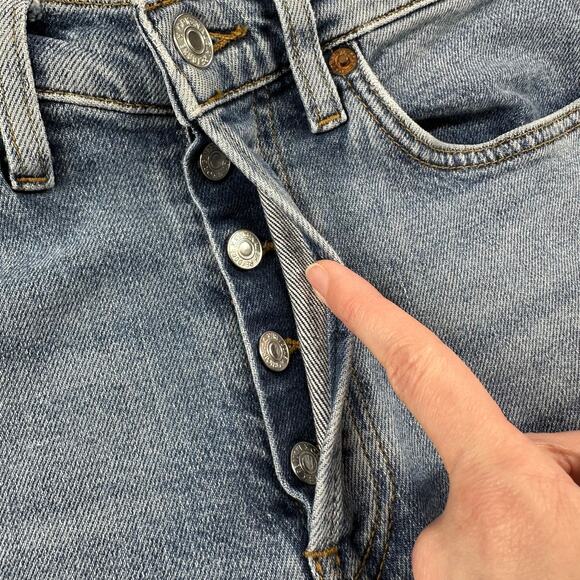 Re/Done Jeans Womens 26 Blue High Rise Ankle Crop Mid 90s Button Fly Medium Wash - Picture 8 of 15